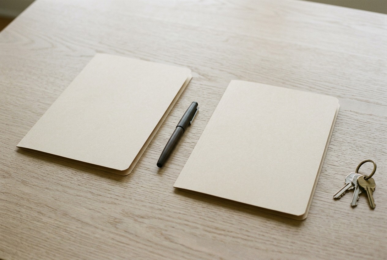 Two files set apart on a table in a family law office